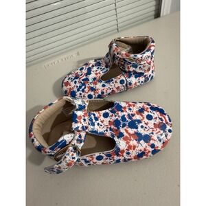Monkey Feet Girl's Shoes‎ Sz 18-24 Months Leather T Strap Buckle Paint Art #16